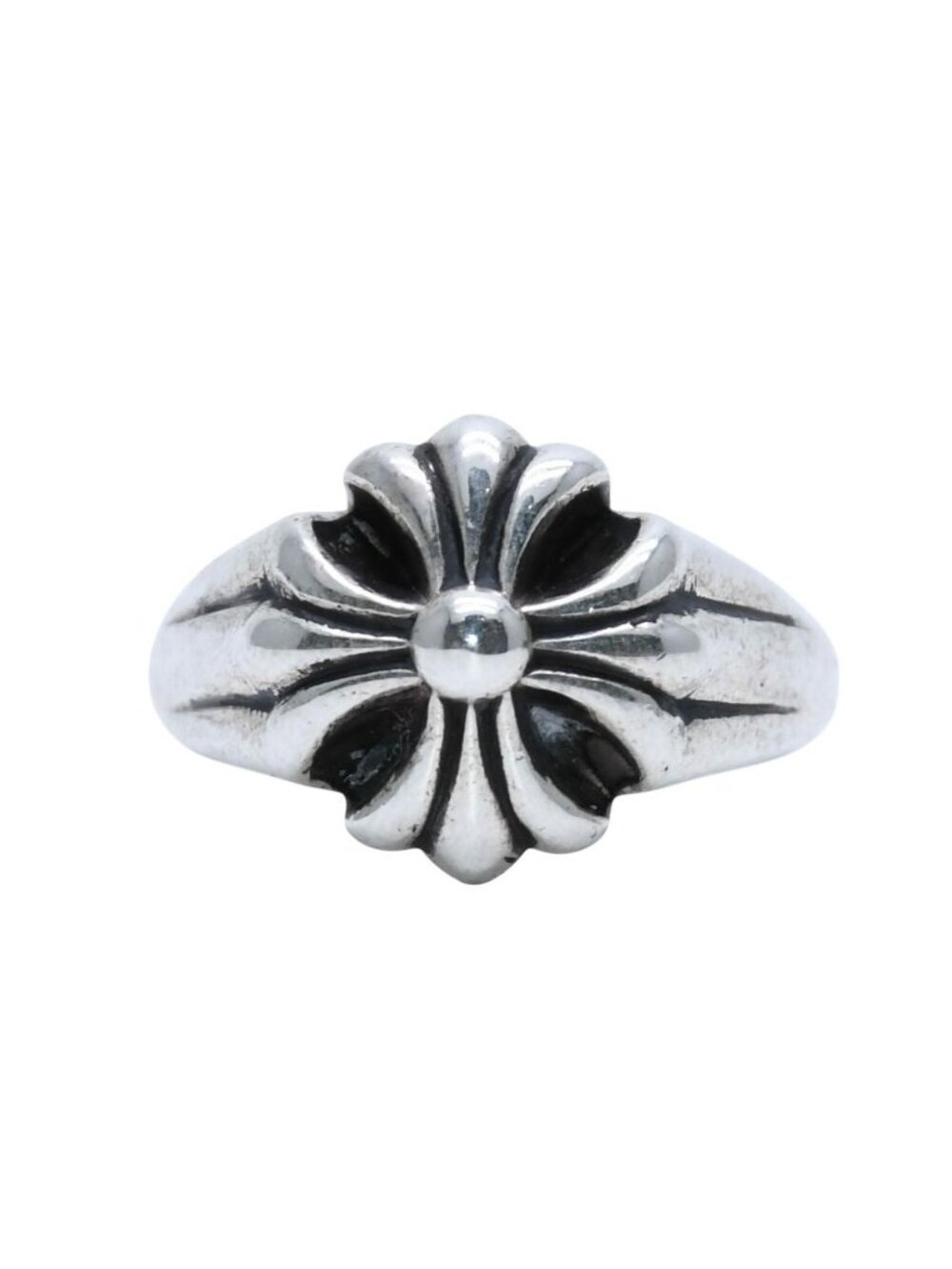 Chrome Hearts Small Cutout CH Plastic Sling Ring 925 Sterling Silver